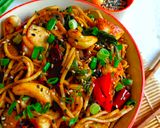 A picture of step 6 of Veg Kung Pao Noodles.