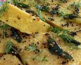A picture of step 8 of Moong Dal Dhokla.