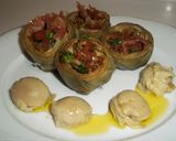 Foto del paso 10 de la receta Alcachofas hervidas rellenas de hojitas de jamón serrano