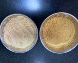 A picture of step 1 of Foxtail Ladoo/ Thinai Ladoo.