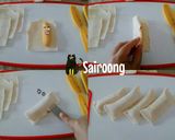 รูปขั้นตอนการทำที่ 4 ของ ขนมปังไส้กล้วยชุบไข่ทอด (โรตีใส่กล้วย)
