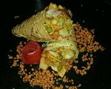 A picture of step 5 of Healthy papad cone.