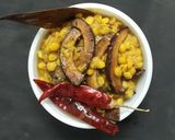 A picture of step 4 of Cholar dal.