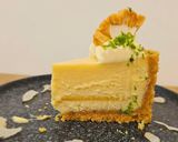 A picture of step 59 of Piña colada cheesecake (with a pineapple insert inside the cheesecake).