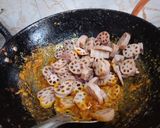A picture of step 2 of Punjabi style lotus stem ki sabji.