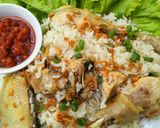Foto langkah ke 5 dari resep Nasi Tim Ayam / tun kai fon ala bangka dan sambal hainan.