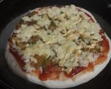 A picture of step 6 of ONION  CAPSICUM  double  cheese  pizza without oven.