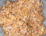 A picture of step 2 of Lauki pakore with leftover rice.