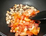 A picture of step 6 of Tomato mushroom tofu soup.