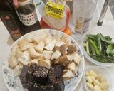 三杯米血杏鮑菇(在冰箱裡謎食#31)的食譜步驟1照片