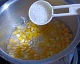 A picture of step 1 of Sweet corn chat in cucumber boat.