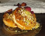 A picture of step 6 of Dry Fruits Gulkand Baklava....Mediterranean dessert.