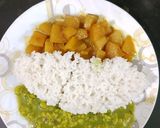A picture of step 3 of Palak dal-Pumpkin curry Steamed rice Independence day special.