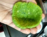 A picture of step 14 of Palak kachori with corn- paneer stuffing.