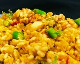 A picture of step 5 of Masala chicken with daal mash.