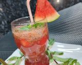A picture of step 8 of Super Cooling and Refreshing Watermelon Strawberry mocktail.
