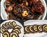 A picture of step 8 of Dates mawa Swiss roll burfi.