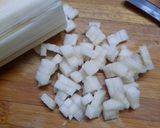 A picture of step 1 of Banana stem fry.