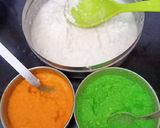 A picture of step 4 of Tricolour idlis.