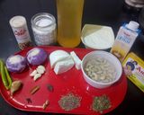 A picture of step 1 of Nawabi paneer.