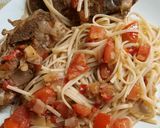 Foto del paso 8 de la receta: Spaghetti de morrón con salsa de morrón picante y falda