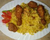A picture of step 7 of Chicken Tikka biryani & crispy chicken pieces.