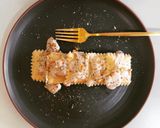 Foto del paso 16 de la receta: Raviolis caseros de pies de cerdo con gambas y bechamel de ceps