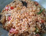 A picture of step 4 of Tomato Mushroom pulao with spiced buttermilk.