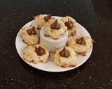 A picture of step 8 of Coconut Macaroon s with a Chocolate Center.