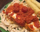A picture of step 7 of Chicken Parmigiana.