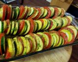 A picture of step 5 of Baked potato,zucchini,yellow squash,tomato.