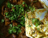 A picture of step 9 of Ragi mudda with mutton curry.