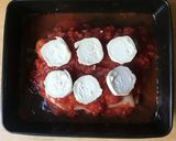 A picture of step 1 of Baked Chicken and Goats Cheese served with whole grain pasta.