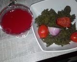 A picture of step 3 of Kwadon zogale and water mellon juice.