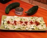 Foto del paso 4 de la receta: Carpaccio de pepino con atún y perlas de soja