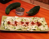 Foto del paso 4 de la receta: Carpaccio de pepino con atún y perlas de soja