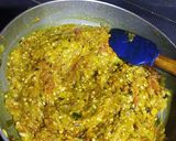A picture of step 7 of Baingan bharta with spring onion.