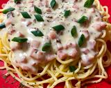 Tejszínes-fokhagymás-sonkás tészta gluténmentesen recept fázis 6 fotója