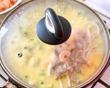 A picture of step 3 of Bánh Xèo with Shrimp and Pork.
