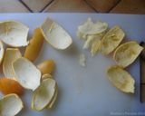 A picture of step 1 of Orange peels- dates and raisins chocolate candy.