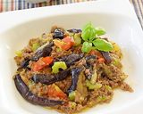 A picture of step 8 of Light Eggplant Mapo with Chili Powder and Mentsuyu.