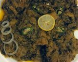 A picture of step 4 of Shaljam Palak Ghousht.