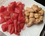 A picture of step 1 of Banana and Watermelon Milkshake/Smoothie.