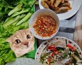 Hình bước làm 3 của món Cá nục hấp hành cuốn rau muống do lướt tóp tóp quá nhiều