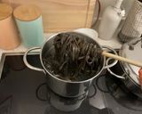 A picture of step 6 of Homemade Squid Ink Tagliolini with Jumbo Shrimp and Zucchini.