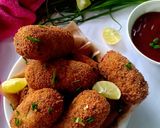 A picture of step 16 of Green garlic pulao croquettes in Spanish style.