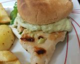 A picture of step 4 of My Grilled Chicken on Burger Buns with my secret sauce. 😁.