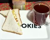 A picture of step 4 of Cheesy Scrambled Egg Sandwich With Black Tea.