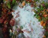 A picture of step 2 of Uttapam (leftover rice).