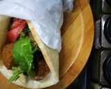 A picture of step 6 of Falafel sandwich||Falafel wrap.